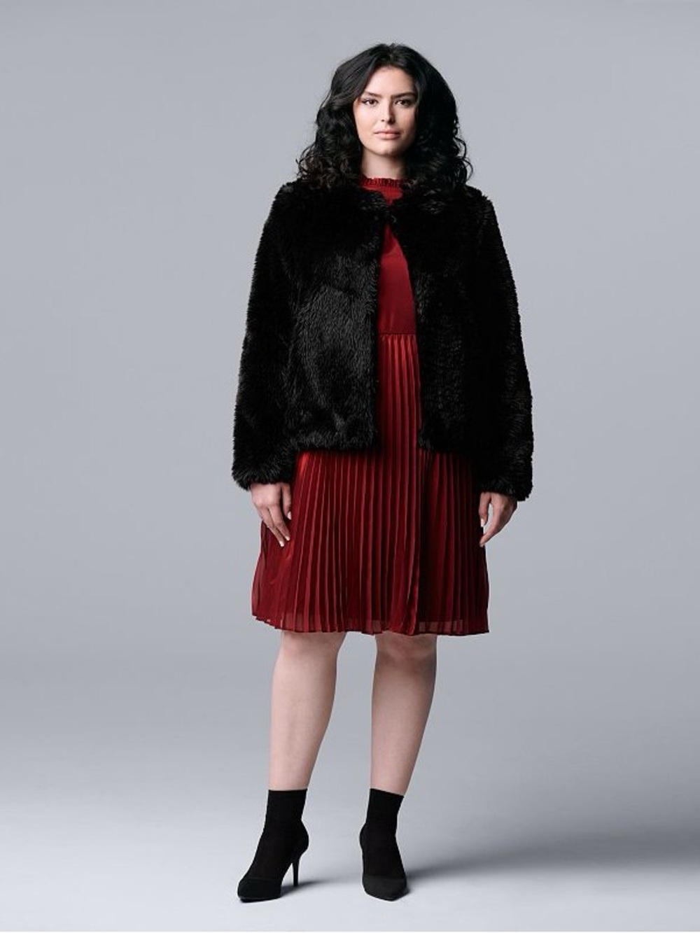 Simply Vera Vera Wang Black Teddy Faux Fur Jacket